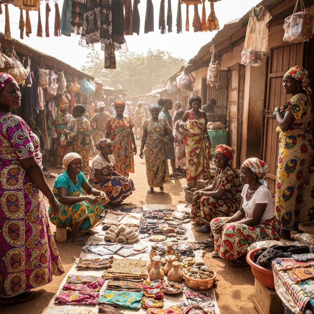 Tanzanian women entrepreneurs at local market, economic empowerment